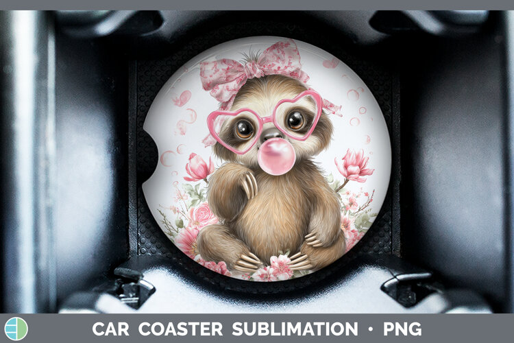 GorgeousAnimals Pink Bubble Gum Car Coaster design.