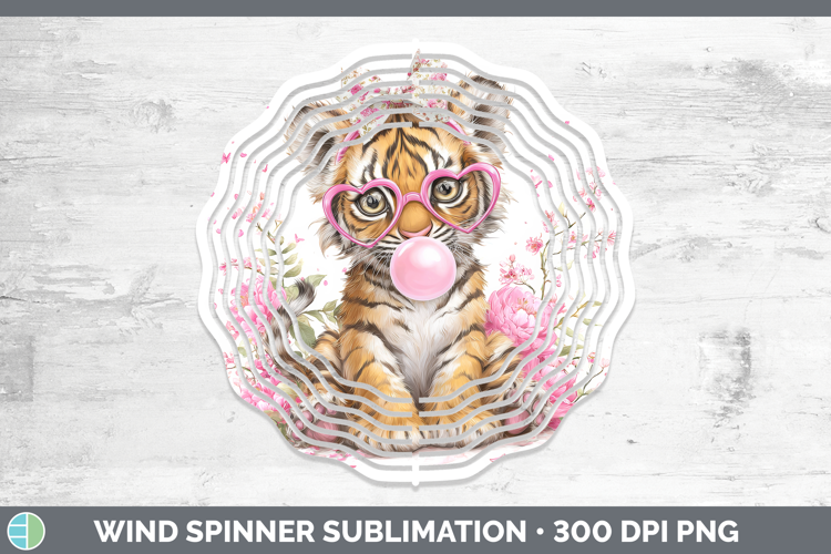 Tiger Animals Pink Bubble Gum Wind Spinner Sublimation Desig