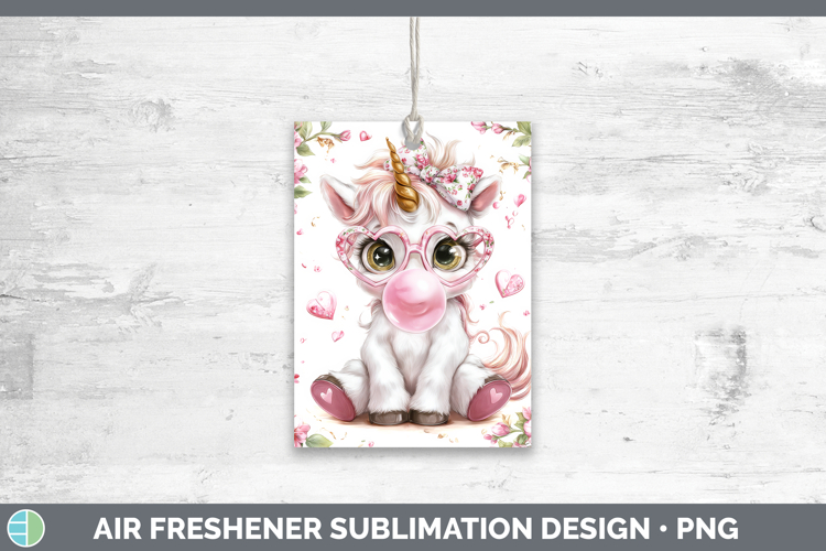 Unicorn Animals Pink Bubble Gum Air Freshener Sublimation De