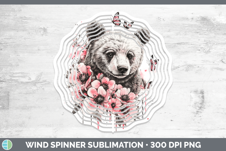 Animals Pink Drips Bear Wind Spinner Sublimation Spinner Des