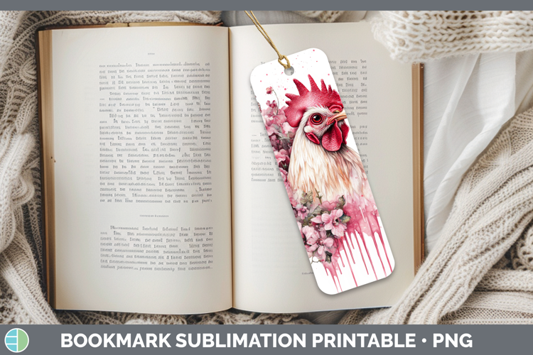 Animals Pink Drips Chicken Bookmark Sublimation Printable De