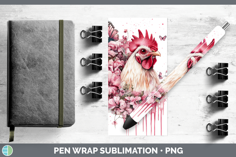 Animals Pink Drips Chicken Pen Wrap Sublimation Pen Designs