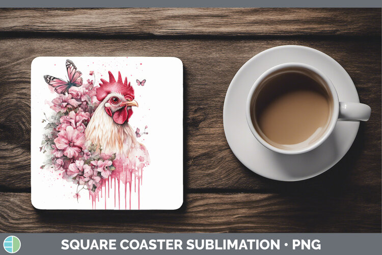 GorgeousAnimals Pink Drips Square Coaster design.