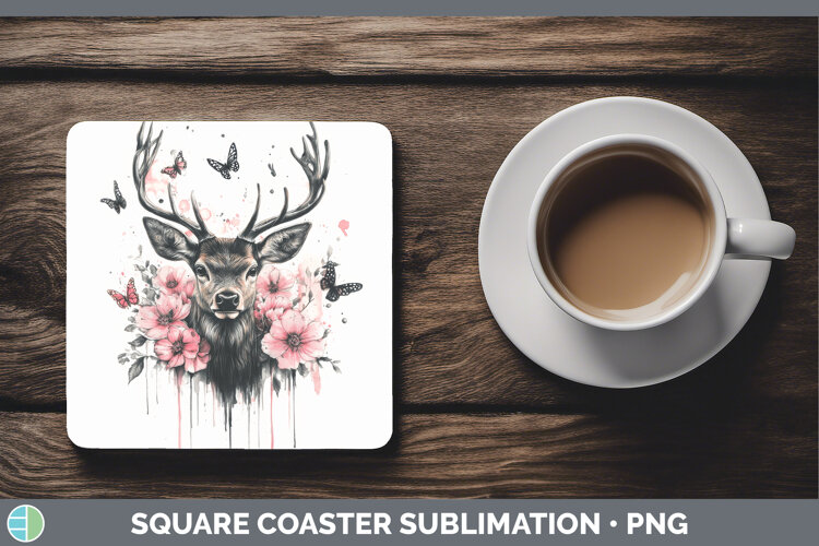 GorgeousAnimals Pink Drips Square Coaster design.