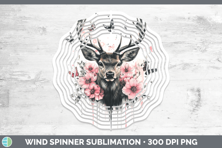 Animals Pink Drips Deer Wind Spinner Sublimation Spinner Des