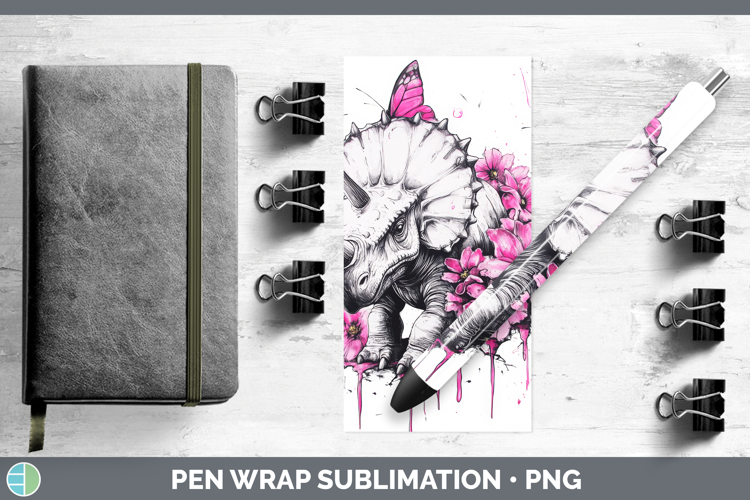 Animals Pink Drips Dinosaur Pen Wrap Sublimation Pen Designs