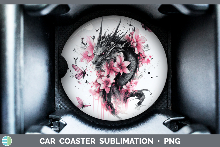 Animals Pink Drips Dragon Car Coaster Sublimation Designs