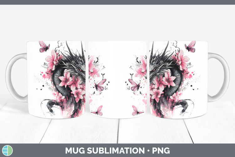 Animals Pink Drips Dragon Mug Wrap Sublimation Coffee Cup De