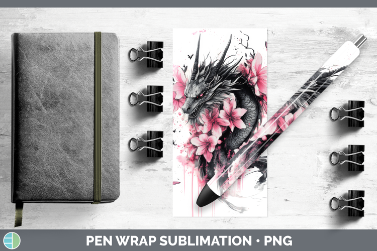 Animals Pink Drips Dragon Pen Wrap Sublimation Pen Designs