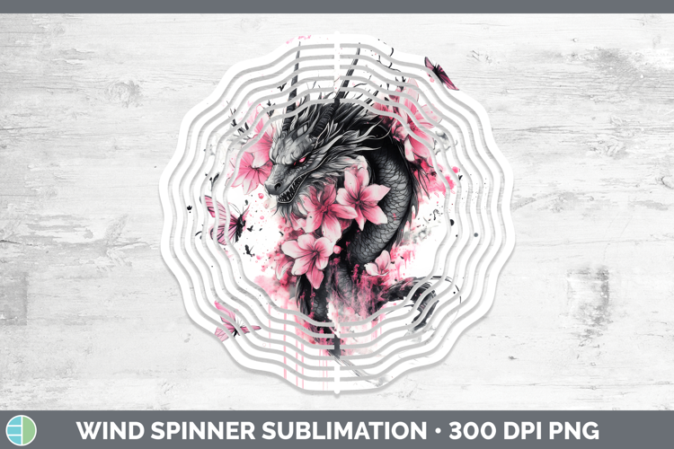Animals Pink Drips Dragon Wind Spinner Sublimation Spinner D