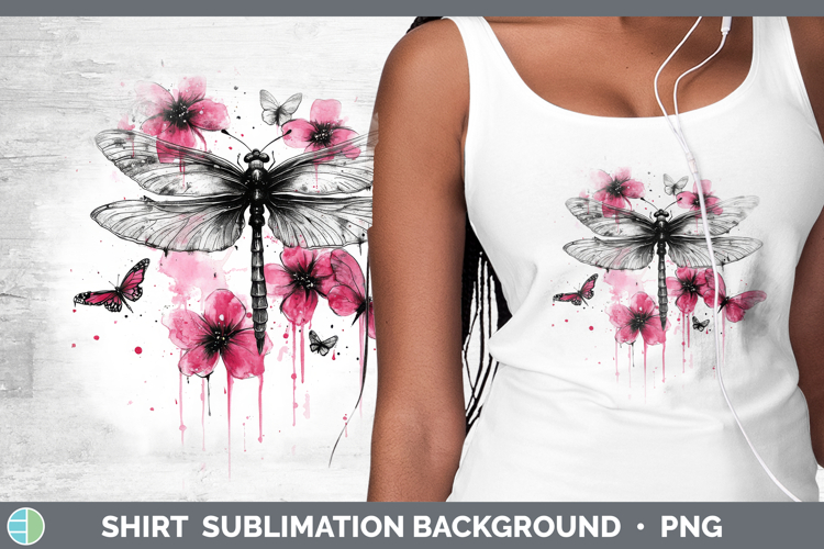 Animals Pink Drips Dragonfly Shirt Sublimation Background De