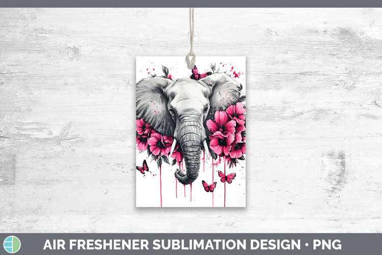 Animals Pink Drips Elephant Air Freshener Sublimation Car Fr