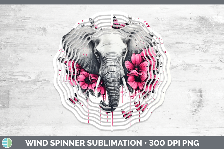 Animals Pink Drips Elephant Wind Spinner Sublimation Spinner