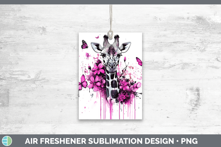 Animals Pink Drips Giraffe Air Freshener Sublimation Car Fre