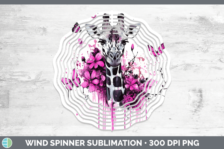 Animals Pink Drips Giraffe Wind Spinner Sublimation Spinner