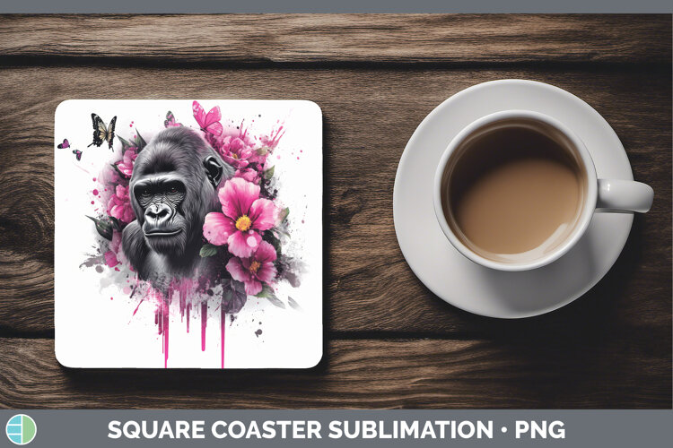 GorgeousAnimals Pink Drips Square Coaster design.