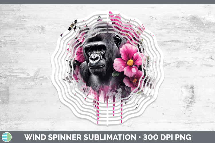 Animals Pink Drips Gorilla Wind Spinner Sublimation Spinner