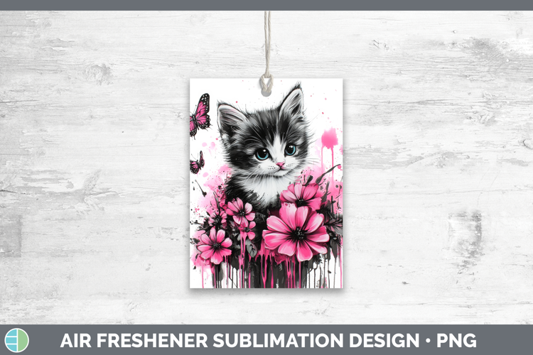 Animals Pink Drips Kitten Air Freshener Sublimation Car Fres