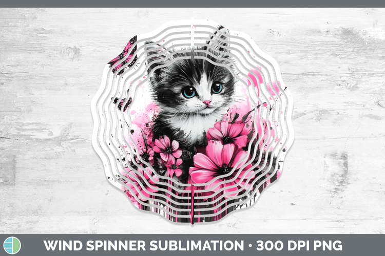Animals Pink Drips Kitten Wind Spinner Sublimation Spinner D