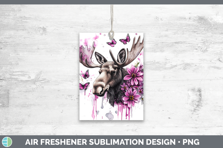 Animals Pink Drips Moose Air Freshener Sublimation Car Fresh