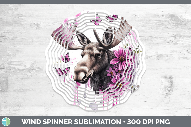 Animals Pink Drips Moose Wind Spinner Sublimation Spinner De