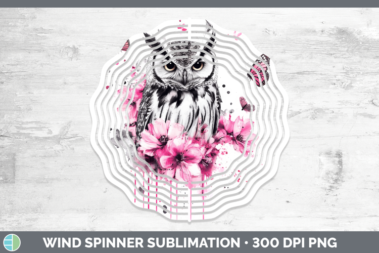 Animals Pink Drips Owl Wind Spinner Sublimation Spinner Desi