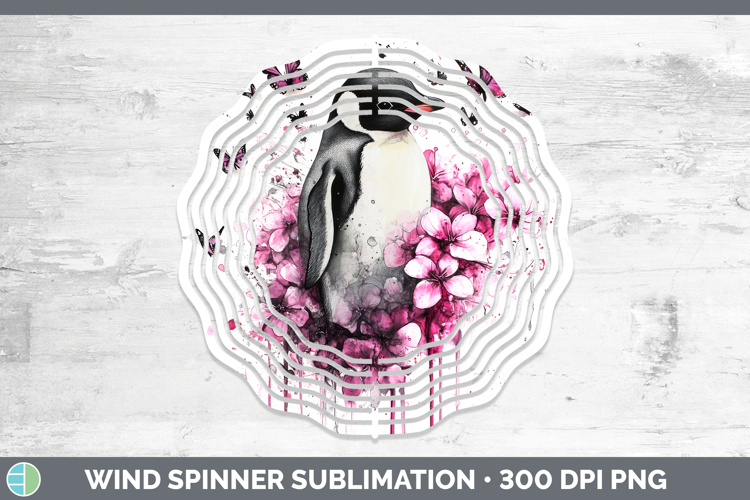 Animals Pink Drips Penguin Wind Spinner Sublimation Spinner