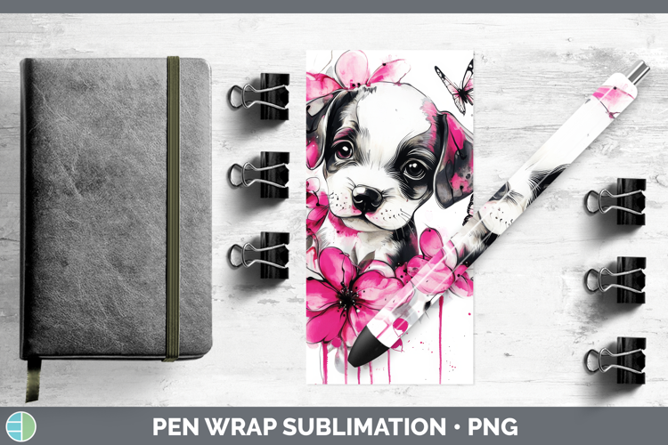 Animals Pink Drips Puppy Pen Wrap Sublimation Pen Designs