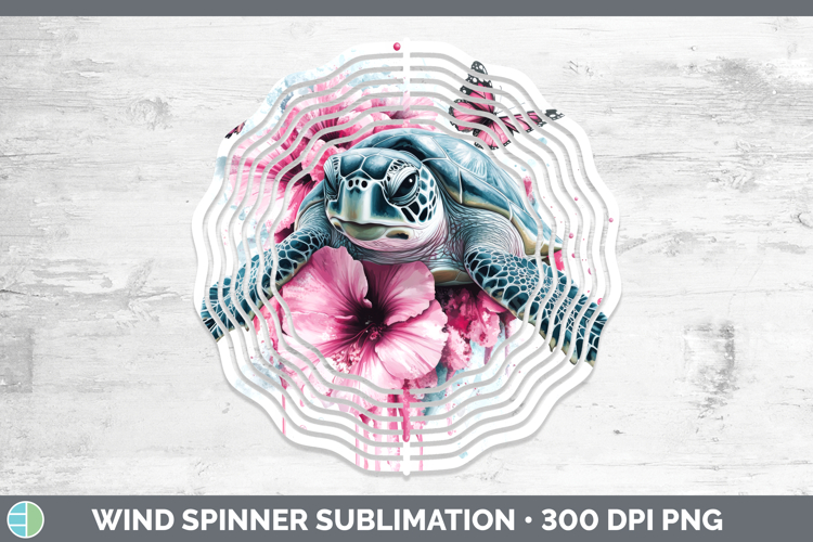 Animals Pink Drips Sea Turtle Wind Spinner Sublimation Spinn
