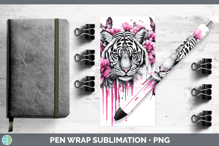 Animals Pink Drips Tiger Pen Wrap Sublimation Pen Designs