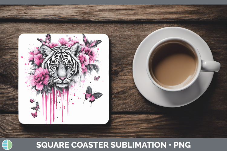 GorgeousAnimals Pink Drips Square Coaster design.