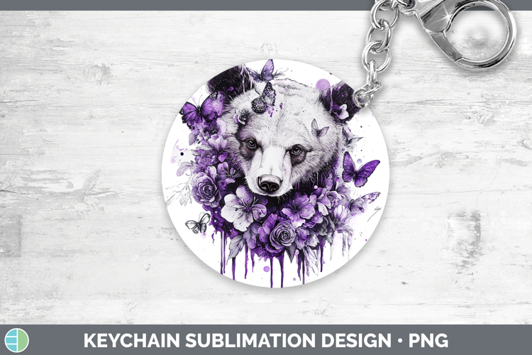 Animals Purple Drips Bear Keychain Sublimation Keyring Desig