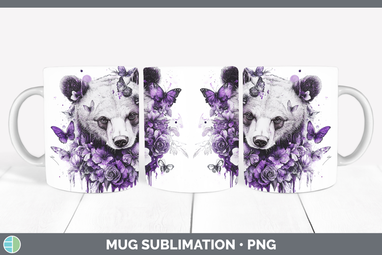 Animals Purple Drips Bear Mug Wrap Sublimation Coffee Cup De