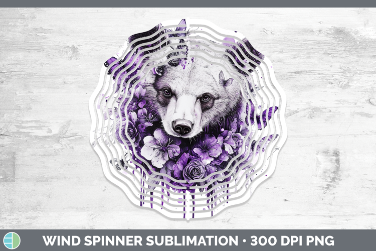 Animals Purple Drips Bear Wind Spinner Sublimation Spinner D
