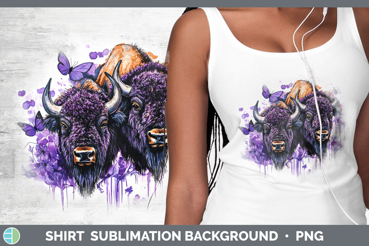 Animals Purple Drips Bison Shirt Sublimation Sublimation Bac