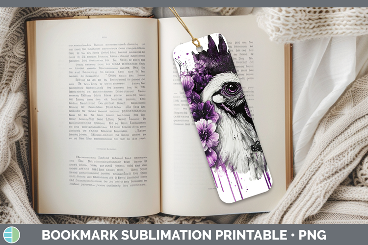 Animals Purple Drips Chicken Bookmark Sublimation Printable