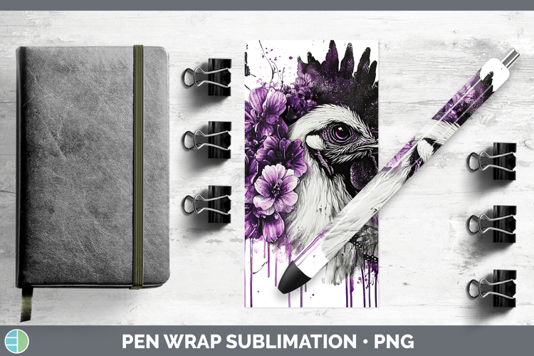 Animals Purple Drips Chicken Pen Wrap Sublimation Pen Design