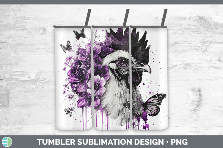 Animals Purple Drips Chicken Tumbler Sublimation 20 oz Skinn