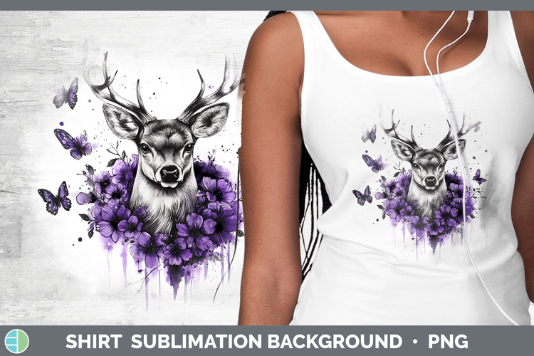 Animals Purple Drips Deer Shirt Sublimation Background Desig