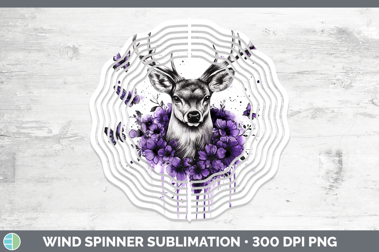 Animals Purple Drips Deer Wind Spinner Sublimation Spinner D