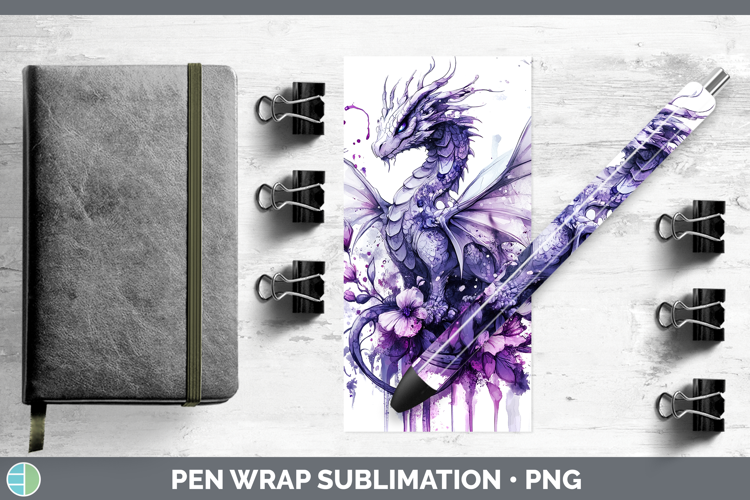 Animals Purple Drips Dragon Pen Wrap Sublimation Pen Designs