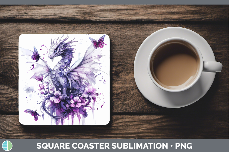 Animals Purple Drips Dragon Square Coaster Sublimation Coast
