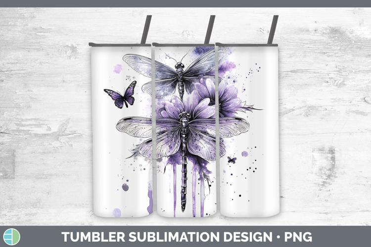 Animals Purple Drips Dragonfly Tumbler Sublimation 20 oz Ski