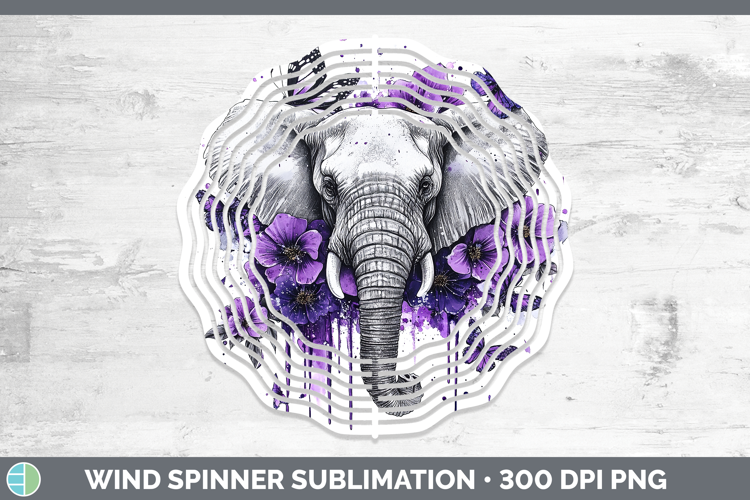 Animals Purple Drips Elephant Wind Spinner Sublimation Spinn