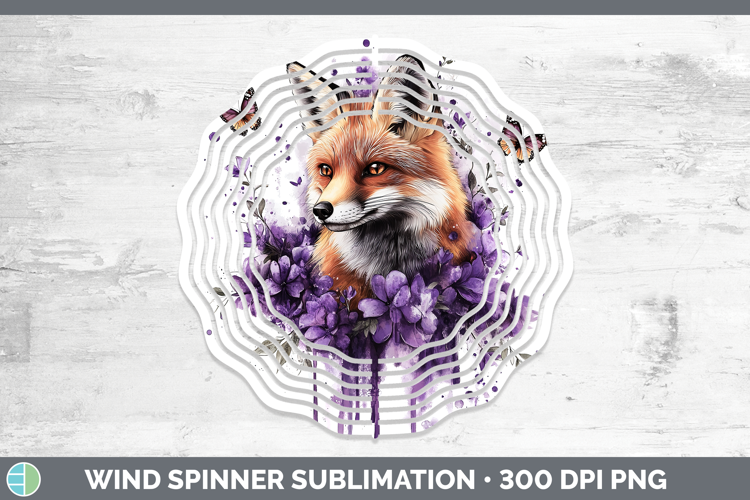 Animals Purple Drips Fox Wind Spinner Sublimation Spinner De