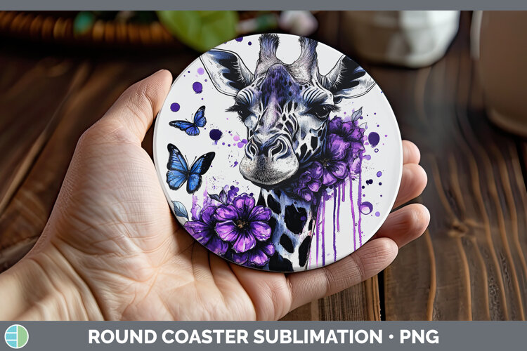 GorgeousAnimals Purple Drips Round Coaster design.