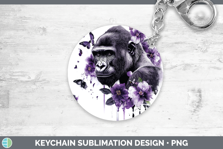 Animals Purple Drips Gorilla Keychain Sublimation Keyring De