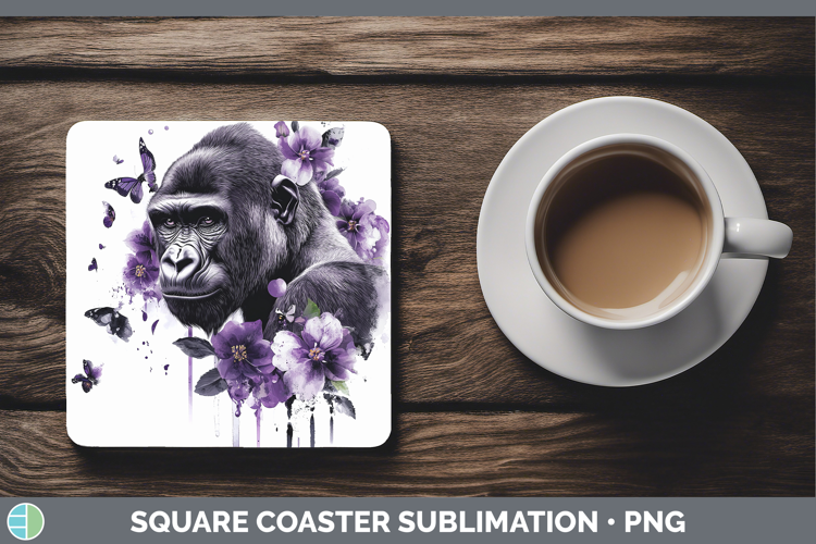Animals Purple Drips Gorilla Square Coaster Sublimation Coas