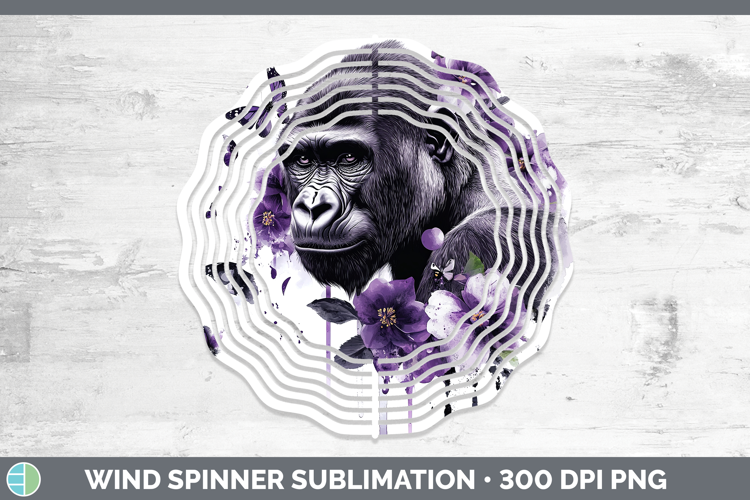 Animals Purple Drips Gorilla Wind Spinner Sublimation Spinne