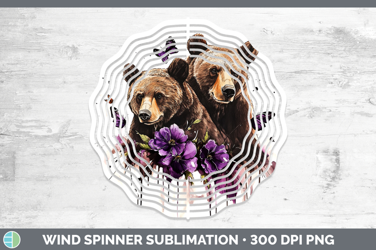 Animals Purple Drips Grizzly Bear Wind Spinner Sublimation S